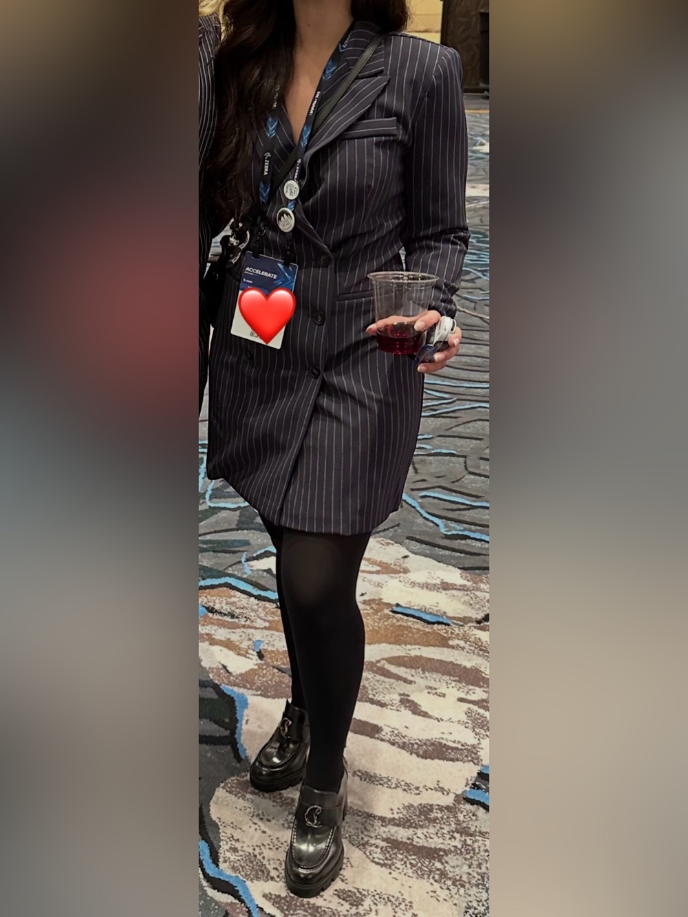 Express Women's Navy Pinstripe Blazer Dress